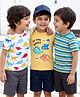 Babyhug 100% Cotton Half Sleeves T-Shirt Striped & Dino Print Pack of 3  - Multicolor