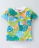 Babyhug 100% Cotton Knit Half Sleeves T-Shirt Leafy Print  - Multicolour