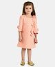 Peppermint Three Fourth Bell Sleeves Polka Dots Foil Printed & Embellished Dress - Peach