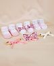 Baby Moo Pack Of 6 Sequin Embellished & Bow Detailed Socks & Headband Gift Set - Pink