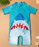 Baby Moo Half Sleeves Shark Printed Swimsuit - Sea Green