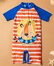 Baby Moo Half Sleeves Lion Printed Swimsuit  -  Orange