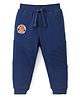 Babyhug Cotton Looper Knit Full Length Track Pant Basketball Embroidery - Navy Blue