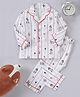 Funkrafts Pure Cotton Full Sleeves Dog & Balloon Printed Coordinating Night Suit - White
