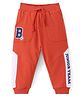 Babyhug Cotton Looper Knit Full Length Track Pant Soccer Ball Embroidery - Orange