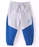 Babyhug Cotton Looper Full Length Cut & Sew Lounge and Track Pant Text Print - Grey & Blue