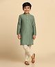 KISAH Full Sleeves Solid Kurta Pyjama Set - Green