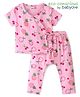 Babyoye 100% Cotton Organic Half Sleeves T-Shirt & Lounge Pant with Cherry Print - Pink
