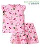 Babyoye 100% Cotton Organic Frill Sleeves Strawberry  Printed Top & Skirt Set -Pink