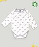 Kidbea 100% Organic Cotton Full Sleeves Elephant  Printed Onesie - Grey