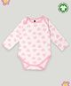 Kidbea 100% Organic Cotton Full Sleeves All Over Heart Printed Onesie - Pink