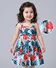 Kookie Kids Cotton Sleeveless Frock with Floral Print- Multicolour