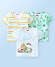 Babyhug 100% Cotton Knit Half Sleeves Front Open Striped Vests Pack of 3 - Multicolor