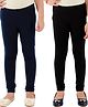 Kids Cave Pack Of 2 Cotton Jersey Solid Leggings - Blue & Black
