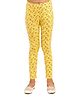 Kids Cave Cotton Jersey Flower  Printed Leggings - Yellow