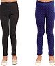 Kids Cave Pack Of 2  Cotton Jersey Abstract Design & Strat Printed  Leggings - Black & Blue