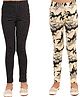 Kids Cave Pack Of 2 Cotton Jersey Abstract Design  Printed Leggings  - Black & Beige