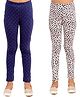 Kids Cave Pack Of 2 Cotton Jersey Heart & Start Printed Leggings - Blue & White