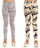 Kids Cave Pack Of 2 Cotton Jersey Abstract Design  & Heart Printed Leggings - White & Beige