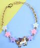 Asthetika Unicorn & Stars Charm Embellished Chain Bracelet - Pink & Purple