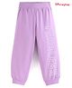 Honeyhap Premium 100% Cotton Knit Track Pant With Bio Finish Text Print - Lavender