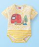Babyhug 100% Cotton Half Sleeves Onesie With Van Print - Yellow