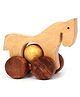 Desi Karigar Wooden Moving Toy Horse With Wheels - For Kids & Home Decor