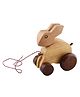 Desi Karigar Wooden Rabbit Moving Toy With Wheels - For Kids & Home Decor