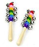 Desi Karigar Colorful Wooden Rainbow Handle Jingle Bell Rattle Toys Pack Of 2 Rattle