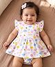 Babyhug 100% Cotton Frill Sleeves Frock Style Onesie Rainbow Print - Multicolour