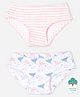 Keebee Organics Organic Cotton Pack Of 2 Striped & Fish Printed  Panties - White