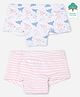 Keebee Organics Pack Of 2 Enchanted Ocean Printed & Striped Organic Cotton Boy Shorts Panties - White