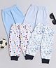 BUMZEE Pack Of 4 Sea Life & Stars Printed Pajamas - Sky Blue & White