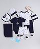 BUMZEE Pack Of 13 Clouds & Rainbow Printed Baby Clothing Gift Set - Navy Blue & White