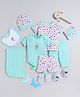 BUMZEE Pack Of 13 Flowers Printed Baby Clothing Gift Set - Mint Green & White