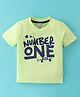 Simply Sinker Knit Half Sleeves T-Shirt Text Print- Green