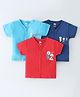Simply Cotton Interlock Knit Half Sleeves Vests Bear Print Pack Of 3 - Red & Blue
