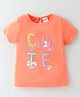 Simply Sinker Knit Half Sleeves T-Shirt Text Print- Orange