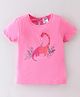 Simply Sinker Knit Half Sleeves T-Shirt Dino Print- Pink