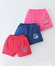 Simply Sinker Knee Length Shorts Text Printed Pack of 3 - Blue Red & Pink