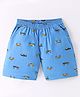 Simply Premium Cotton Knee Length Shorts Cars Printed - Blue
