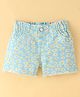 Simply Premium Cotton Knee Length Shorts Floral Printed -  Sea Green