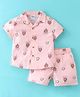 Simply Premium Interlock Knit Half Sleeves  Smiley Printed Night Suit - Peach