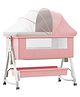 StarAndDaisy 3 in 1 Baby Bassinet Bedside Sleeper Cribs with Storage Basket and Wheels - Pink