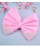 Little Miss Cuttie Satin Pearl Bow Embellished Hair Clip - Pink