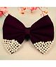 Little Miss Cuttie Satin Pearl Bow Embellished Hair Clip - Wine Red