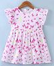 Smarty Girls Cotton Knit Sleeveless Frock with Butterfly Print- Pink
