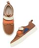 TUSKEY Perforated Colour Block Detailed Double Velcro Closure  Shoes - Tan