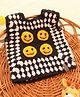 Woonie Sleeveless Crochet Smiley Detailed  Sweater Vest - Black