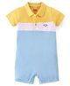 Babyhug 100% Cotton Knit Half Sleeves Solid Colour Cut & Sew Romper - Blue & Yellow